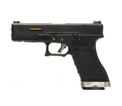 We eforce EU17 gold barrel custom gbb airsoft pistol black