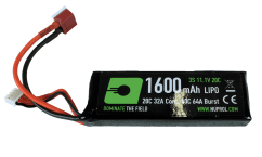 Nuprol power 1600mah lipo 11.1v 20c stick - deans