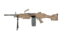 A&k m249 with sound control drum magazine (hard stock - tan - ak-m249-mk2-p)