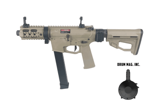 Ares m45x-s with efcs gearbox (tan - ar-084e - with drum magazine) - New Airsoft Products