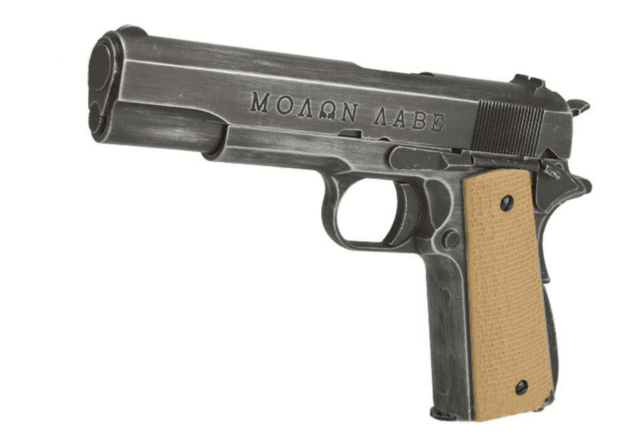 Armorer works custom "molon labe" 1911a1 gas blowback pistol (full metal - tan grips) - Airsoft 1911 Pistols - view 3