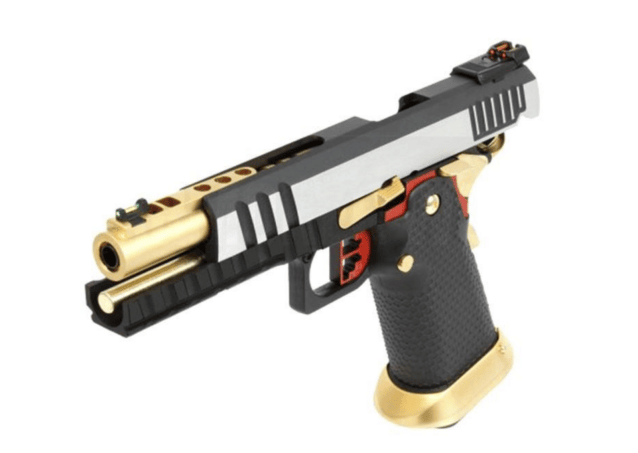 Armorer works custom hi-capa gbbp (silver slide - gold barrel - fully auto. - aw-hx2031) - Airsoft Pistols - view 2