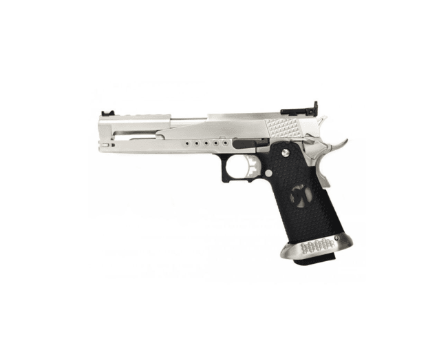 Armorer works custom 'race guns' hi-capa gbbp (dragon silver slide - black grips - aw-hx2201) - Airsoft Hi Capa Pistols