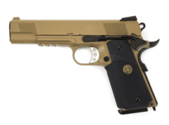 We meu with rail tan pistol