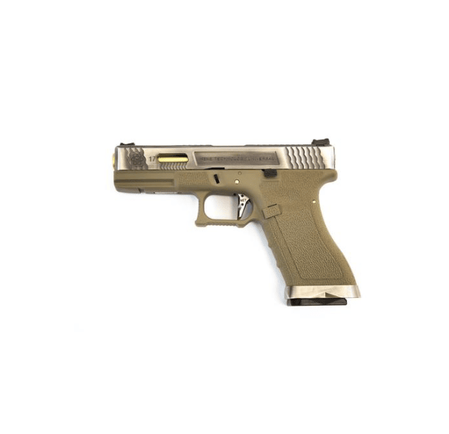 We e force eu17 g series pistol tan (silver slide and gold barrel) - Airsoft G Series / EU Series