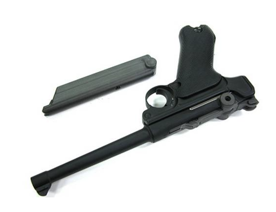 We p08 (m) 6" black luger style pistol - All Airsoft Gas Pistols