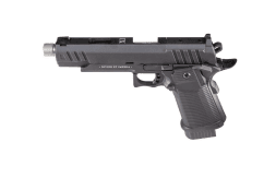 Secutor - ludus xi - hi-capa 5.1 custom pistol (silver barrel - co2 powered - gas ready - black)