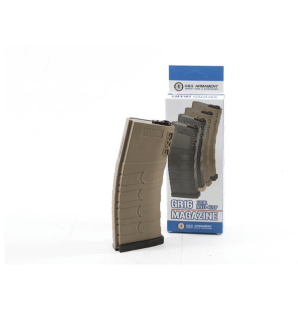 G&g m4 120 round midcap magazine airsoft aeg tan with black base plate - Airsoft AEG Magazines