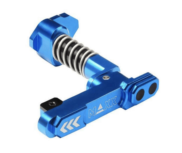 Maxx model cnc aluminum advanced magazine release (style b) (blue) - Airsoft Mag Release Catches