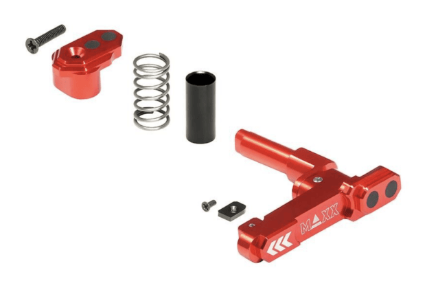 Maxx model cnc aluminum advanced magazine release (style b) (red) - Airsoft Mag Release Catches - view 3