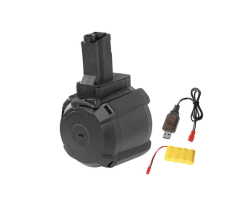 Battleaxe swat series electric drum magazine (electric winding - black - includes battery and charger)