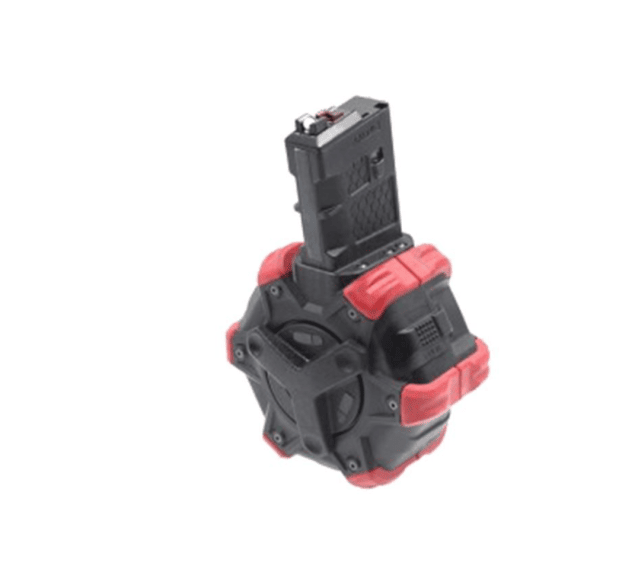 Armorer works custom adaptive drum magazine (aw-drmg05 - ar series) black \ red - Airsoft GBB Rifle Magazines