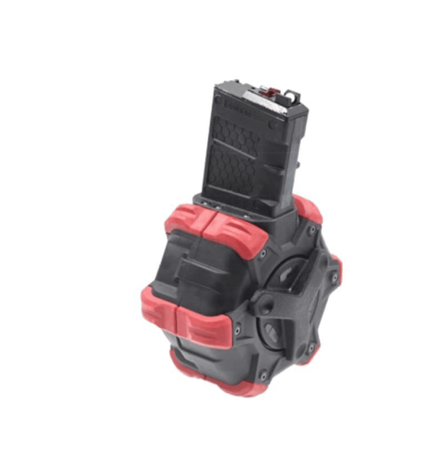 Armorer works custom adaptive drum magazine (aw-drmg05 - ar series) black \ red - Airsoft GBB Rifle Magazines - view 2
