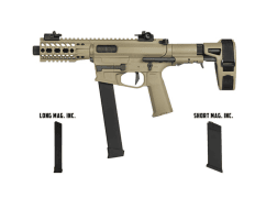 Ares m45x-s with efcs gearbox (retractable stock with arm stabilizing brace - tan - ar-086e -