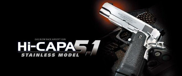 Tokyo marui 5.1 hi capa silver gas blowback pistol - Airsoft Hi Capa Pistols - view 2