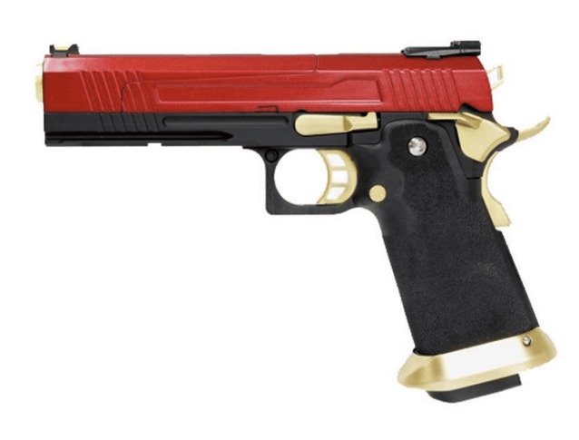 Armorer works custom hi-capa gbbp (split red slide - gold barrel - aw-hx1004) - Airsoft Hi Capa Pistols