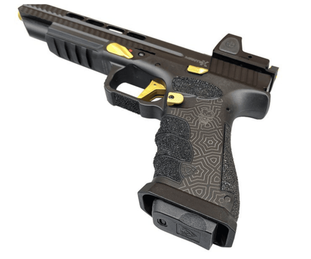 Aps mantis x gas blowback pistol with rmr sight (black/gold - acp621) - New Airsoft Products - view 3