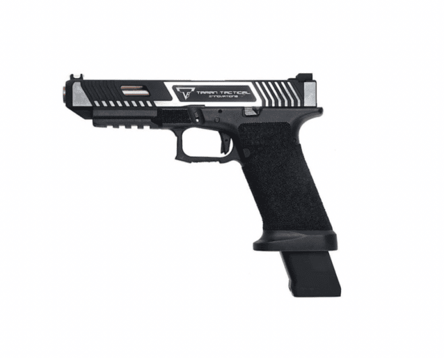 Emg x tti 34 series custom combat master slide with omega frame duel tone - Airsoft Guns Used In Movies / Games