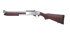 Golden eagle m870 tri-shot gas pump action shotgun silver & real wood
