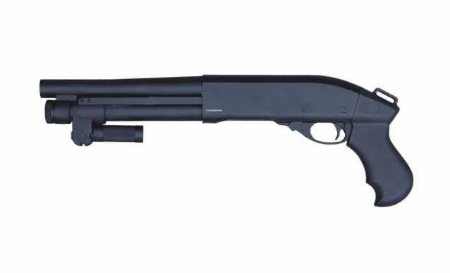 Golden Eagle m870 Tri-shot Gas Pump Action Shotgun (short - black - m8876 - v2) - Airsoft Guns Used In Movies / Games