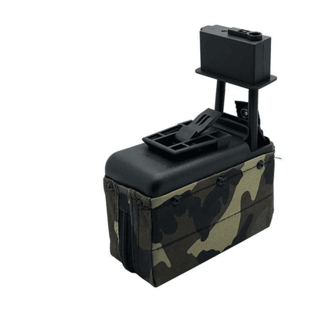 A&k m249/lmg sound control box magazine 1500 rounds - woodland camo - New Airsoft Products