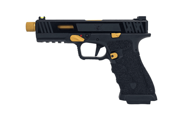 Aps bumblebee xx co2 blowback pistol (1 short mag and 1 long mag - black/gold - acp620) - All Airsoft Gas Pistols