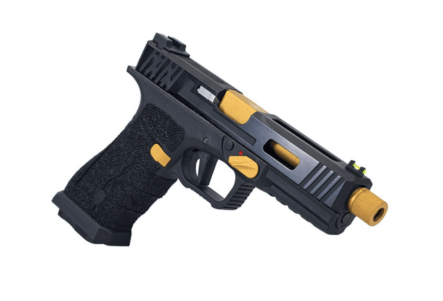 Aps bumblebee xx co2 blowback pistol (1 short mag and 1 long mag - black/gold - acp620) - All Airsoft Gas Pistols - view 2