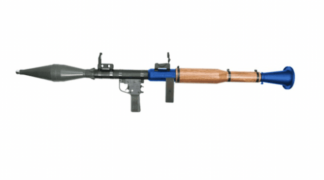 Arrow dynamics rpg-7 rocket launcher (40mm - real wood) twotone blue - Two Tone Airsoft Gun
