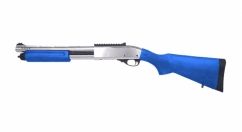 Golden eagle m870 tri-shot gas pump action shotgun silver - real wood (8885rw-sv) twotone blue