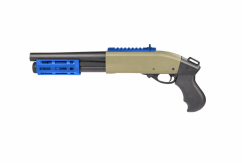 Golden eagle m870 tri-shot gas pump action shotgun (8879)  tan twotone blue