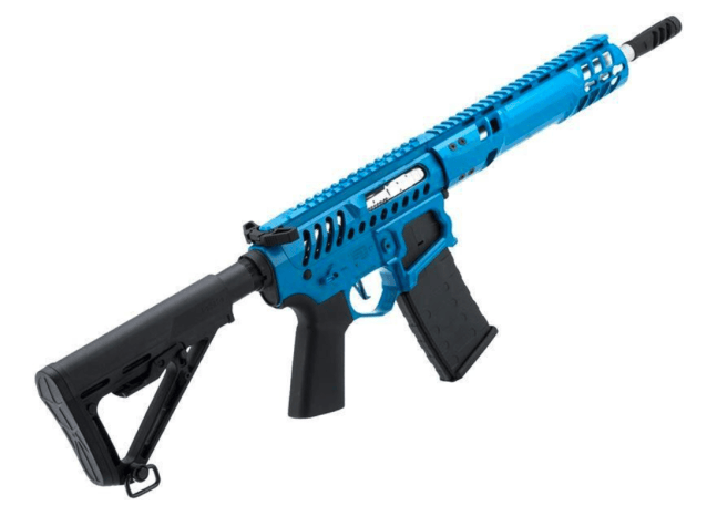 EMG F1 Firearms SBR AEG Rifle with RS-3 Stock (Silver Edge Gearbox/eSE Electronic Trigger - Blue - eSBR-BLS-3) - Two Tone Airsoft Gun - view 3