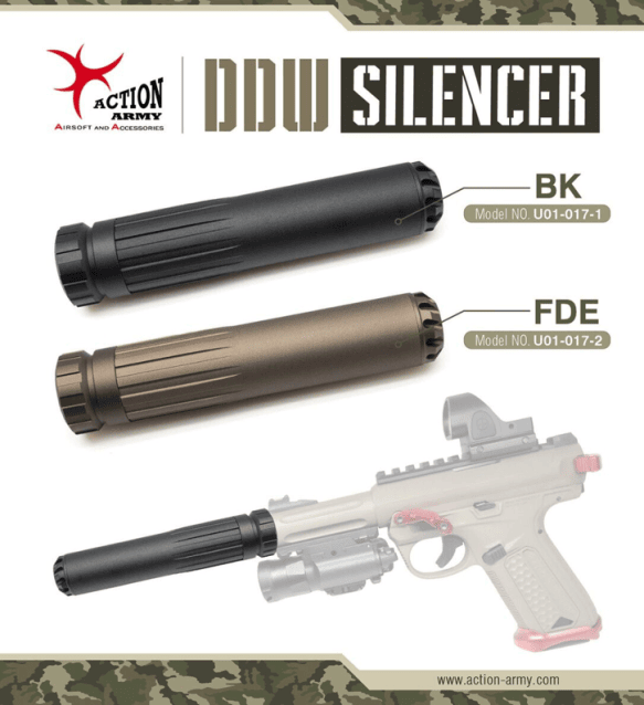 Action Army DDW Silencer - Black - Airsoft Pistol Upgrades - view 2