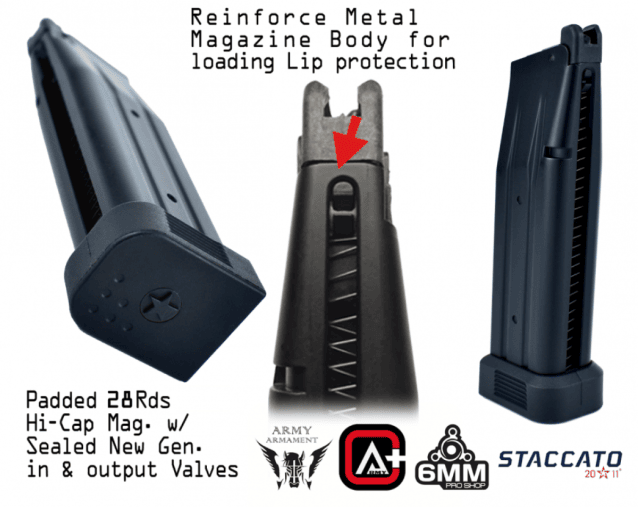 Staccato Licensed P New Version with Comp Gas Blowback Airsoft Pistol (R611-2A) - EMG - view 8