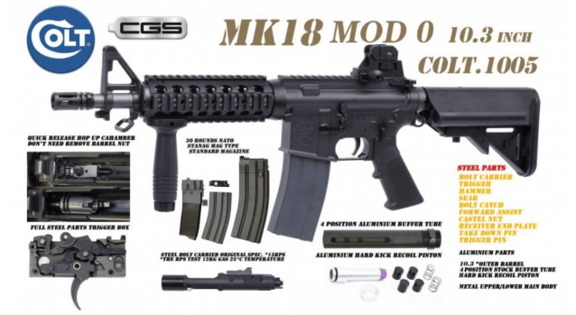 Colt x EMG MK18 MOD0 10.3 Gas Blowback Rifle by Cyma CGS (Black - COLT.1005) - EMG - view 2