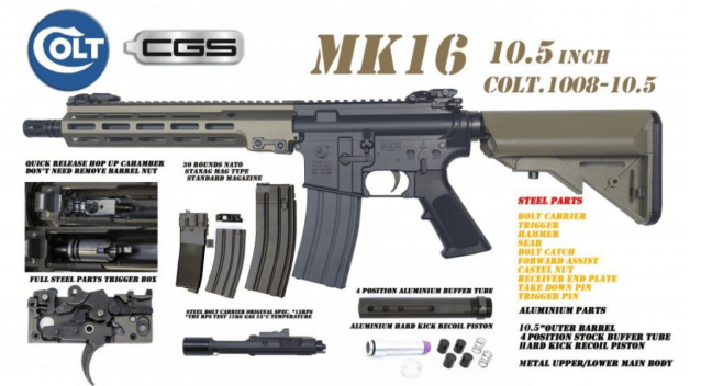 Colt x EMG MK16 10.5 Gas Blowback Rifle by Cyma CGS (MWS - Black - COLT.1008-10.5) - EMG - view 3