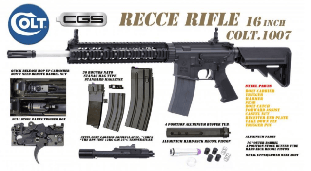 Colt x EMG RECCE 16 Gas Blowback Rifle by Cyma CGS (MWS - Black - COLT.1007) - EMG - view 2
