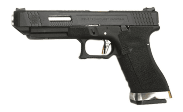 WE Custom 34 Series Pistol (Black Slide and Silver Barrel - Black) - Airsoft G Series / EU Series