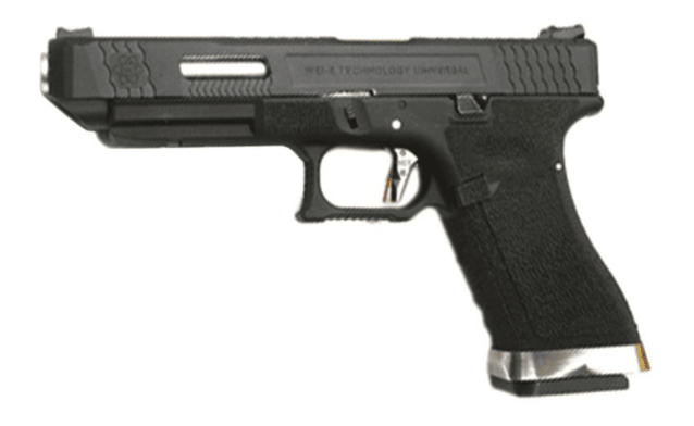 WE Custom 34 Series Pistol (Black Slide and Silver Barrel - Black) - Airsoft G Series / EU Series - view 5
