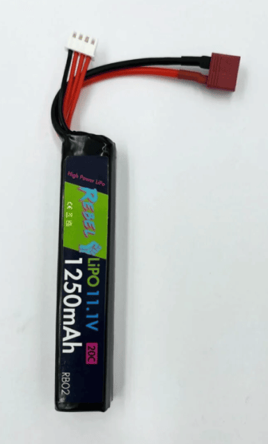 Rebel Battery - 1250mAh Lipo 11.1V 20C Stick - Deans - Airsoft Brands