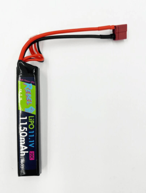 Rebel Battery - 1150mAh Lipo 11.1V 20C Stick - Deans - Airsoft Brands