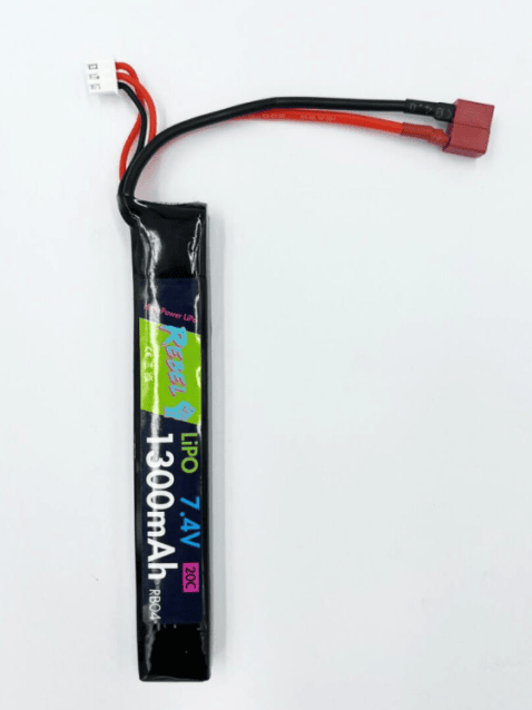 Rebel Battery - 1300mAh Lipo 7.4V 20C Stick - Deans - Airsoft Brands