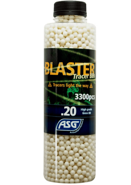 ASG Blaster .20g Tracer BB's Green 3300 Bottle - Airsoft BB Ammo Tracer Rounds