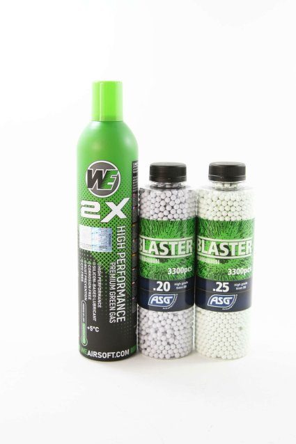 WE airsoft Green gas and .20g .25g bundle package - Airsoft BB Ammo .20g to .25g