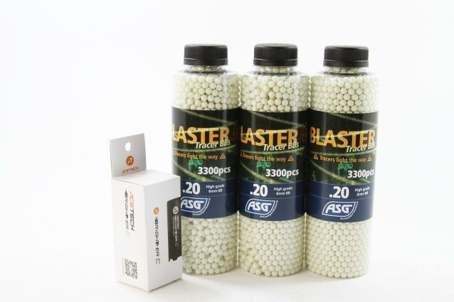 Acetech ASG Brighter c Tracer and 3 x Bottles of .20g Blaster Tracer bb's - Airsoft BB Ammo Tracer Rounds