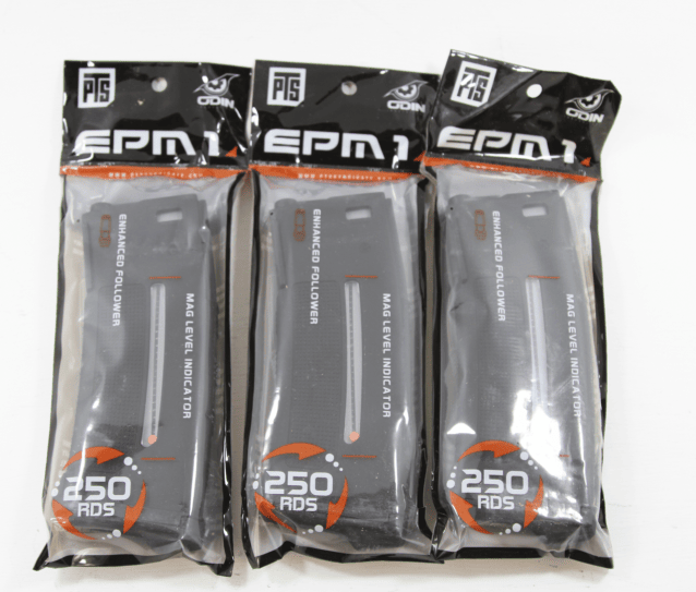 PTS Syndicate EPM1-RX Enhanced Polymer Magazine 250rnds (AEG) - Black (M4/AR-15) Mult-buy Pack of 3 bundle - Airsoft Brands