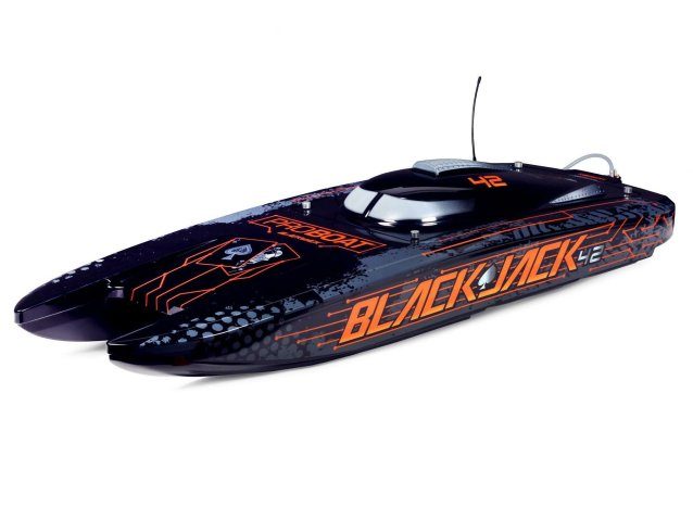 orange and black Blackjack 42" 8S Brushless Catamaran RTR - Boats