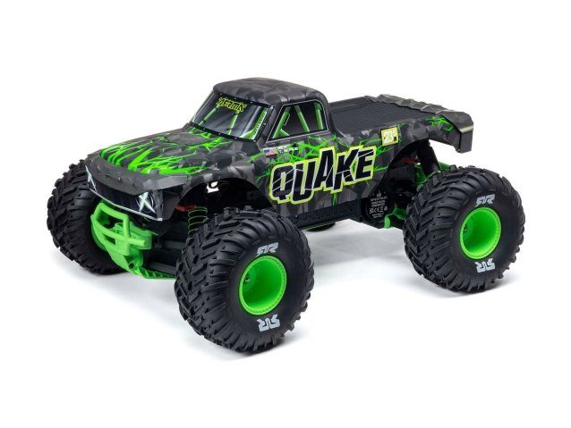 black and green 1/10 QUAKE 223S DSC 2WD RTR Brushless Monster Truck - Cars
