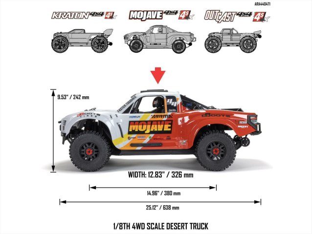 blue 1/8 MOJAVE 4S 4X4 BLX DT (with Centre Diff) RTR - Cars - view 26