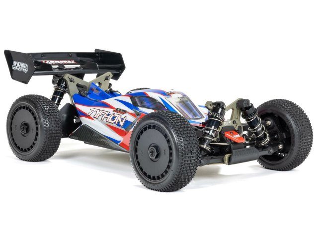 red and blue 1/8 TLR TUNED TYPHON 6S 4X4 BLX Buggy RTR - Cars - view 3