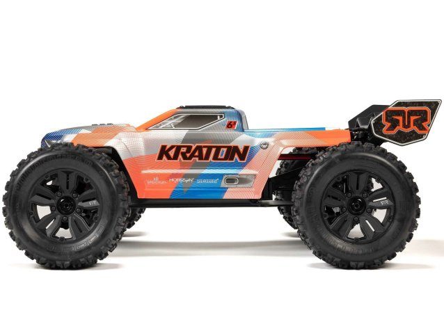 orange and blue 1/8 KRATON 6S V6 4X4 BLX Speed Monster Truck RTR - Cars - view 4